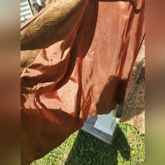 Womens Giancarlo Ferrari Vintage GOLD Jacket GYPSY Festival BOHO lined Zip - Picture 8 of 12